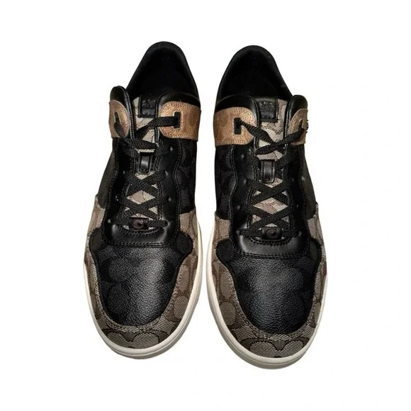 Coach Signature Logo Men's Black Brown Beige Casual Sneakers - Picture 3 of 6